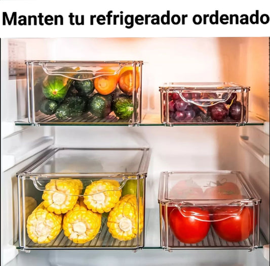 Organizadores de Refrigerador XL (Set 4 Contenedores Apilables)